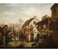 RZHRHJES Vintage Picture Wall Picture Painting Print Poster the Scottish Market Place by David Wilkie Abstract Wall Art Painting for Home Decor 60x90cm