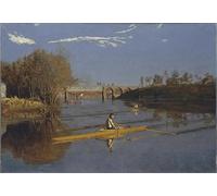 RZHRHJES Vintage Picture Wall Picture Painting Print Poster the Single Sculls Max Schmitt in a Single Scull by Eakins Abstract Wall Art Painting for Office Decor 60x90cm