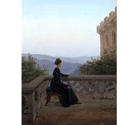 RZHRHJES Vintage Picture Wall Picture Painting Print Poster Woman on the Balcony Carl Gustav Carus Abstract Wall Art Painting for Office Decor 60x90cm