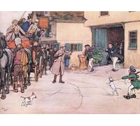 RZHRHJES Vintage Wall Art Picture on Canvas Wall Art Poster a Distant Response Is Heard From the Yard and Mr Pickwick by Cecil Charles Windsor Aldin Canvas Poster for Home Decor 60x90cm