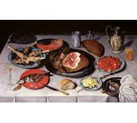 RZHRHJES Vintage Wall Art Picture on Canvas Wall Art Poster Breakfast with a Fish Ham and Cherries by Jacob Van Hulsdonck Canvas Poster for Home Decor 60x90cm