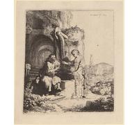 RZHRHJES Vintage Wall Art Picture on Canvas Wall Art Poster Christ and the woman of samaria Among Ruins by Rembrandt van Rijn Canvas Poster for Office Decor 60x90cm
