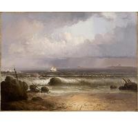 RZHRHJES Vintage Wall Art Picture on Canvas Wall Art Poster Coming Squall Nahant Beach with a Summer Shower by Doughty Canvas Poster for Home Decor 60x90cm