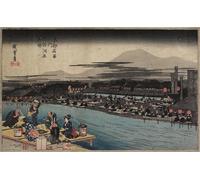 RZHRHJES Vintage Wall Art Picture on Canvas Wall Art Poster Cool of the Evening At Shijo Riverbank by Utagawa Hiroshige Canvas Poster for Home Decor 60x90cm