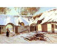 RZHRHJES Vintage Wall Art Picture on Canvas Wall Art Poster Feeding the Chickens Viggo Christian Frederick Pedersen Canvas Poster for Office Decor 60x90cm