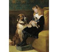 RZHRHJES Vintage Wall Art Picture on Canvas Wall Art Poster Her Only Playmates by Heywood Hardy Canvas Poster for Home Decor 60x90cm