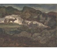 RZHRHJES Vintage Wall Art Picture on Canvas Wall Art Poster Izards in the Glaciers Pyrenean Chamois by Antoine Louis Barye Canvas Poster for Home Decor 60x90cm