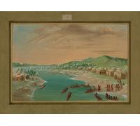 RZHRHJES Vintage Wall Art Picture on Canvas Wall Art Poster La Salle and Party Arrive At the Village by George Catlin Canvas Poster for Office Decor 60x90cm
