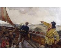 RZHRHJES Vintage Wall Art Picture on Canvas Wall Art Poster Leif Erikson Discovers America by Christian Krohg Canvas Poster for Home Decor 60x90cm