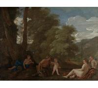 RZHRHJES Vintage Wall Art Picture on Canvas Wall Art Poster Nymphs and a Satyr or Amor Vincit by Nicolas Poussin Canvas Poster for Home Decor 60x90cm