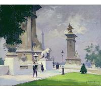 RZHRHJES Vintage Wall Art Picture on Canvas Wall Art Poster Pont Alexandre Iii Paris by Jules Ernest Renoux Canvas Poster for Office Decor 60x90cm
