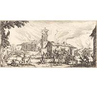 RZHRHJES Vintage Wall Art Picture on Canvas Wall Art Poster Ravaging and Burning a Village by Jacques Callot Canvas Poster for Home Decor 60x90cm