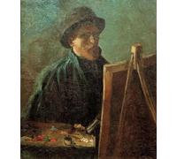 RZHRHJES Vintage Wall Art Picture on Canvas Wall Art Poster Self-portrait with a Dark Fur Hat in Front of an Easel by Vincent Van Gogh Canvas Poster for Office Decor 60x90cm
