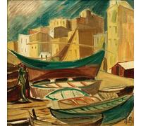 RZHRHJES Vintage Wall Art Picture on Canvas Wall Art Poster Ships in the Port of Tarragona by Alma Del Banco Canvas Poster for Home Decor 60x90cm