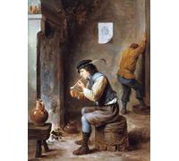 RZHRHJES Vintage Wall Art Picture on Canvas Wall Art Poster Smoker in Front of a Fire by David Teniers the Younger Canvas Poster for Home Decor 60x90cm