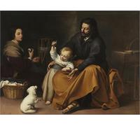 RZHRHJES Vintage Wall Art Picture on Canvas Wall Art Poster the Holy Family with a Little Bird by Bartolomé Esteban Murillo Canvas Poster for Home Decor 60x90cm