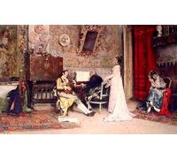 RZHRHJES Vintage Wall Art Picture on Canvas Wall Art Poster the Music Lesson by Raimundo De Madrazo Y Garreta Canvas Poster for Home Decor 60x90cm