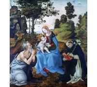 RZHRHJES Vintage Wall Art Picture on Canvas Wall Art Poster the Virgin and Child with Saints and Dominic by Filippino Lippi Canvas Poster for Office Decor 60x90cm