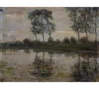 RZHRHJES Vintage Wall Art Picture on Canvas Wall Art Poster Trees by the River Geinpiet Mondrian Netherlands Th Century by Piet Mondrian Canvas Poster for Office Decor 60x90cm