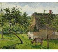 RZHRHJES Vintage Wall Art Picture on Canvas Wall Art Poster Verger À Varengeville Avec Vache by Camille Jacob Pissarro Canvas Poster for Home Decor 60x90cm