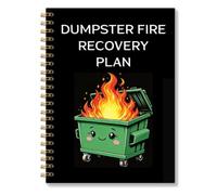 RZHV Dumpster Fire Recovery Plan Cute Colorful Spiral Notebook Hardcover College Ruled Lined Journal, Burning Trash Can Gag Journal for Office, New Job Birthday Notebook Gifts for Friends Colleagues