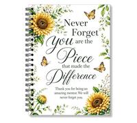 RZHV Never Forget You are the Piece that Made the Difference Sunflower Flower Spiral Notebook Hardcover College Ruled Lined Journal, Retirement Graduation New Job Notebook Gifts for Women Colleague