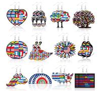 RZJSLSHANHAI 12 Pairs Hispanic Heritage Month Earrings Motivational Ethnic Earrings Wooden Spanish History Month Earrings Hispanic Heritage Month Decorations for Black Women Jewelry Gift Party Favors