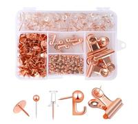 RZJZGZ 310 Pcs Gold Push Pins Set Decorative Push Pins for Cork Board 5 Style Gold Office Accessories (Rose-Gold)