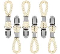 RZJZGZ 6 pcs Cotton Towel Clips, Tea Towel Clips with Metal Clamp, Sturdy Hanging Clips Towel Holders for Bathroom Kitchen, Storage Hooks Loops Clips for Hanging Clothes, Beach Towel Pegs (Beige)