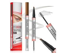 RZJZGZ Magic Eyebrow Pencil - 2-in-1 Dual-Ended Eyebrow Pen with 4-Fork-Tip & Eyebrow Brush and Sealing Brow Gel, 3D Waterproof Eyebrow Pencil, Creates Natural Looking Brows Rapid (Light Brown)