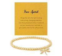 RZKING Gold Bracelets for Women, Evil Eye Butterfly Dragonfly Elephant Charm Bracelets for Women, Friendship Bracelets, Birthday, Retirement, Inspirational Gifts for Women, One Size, Brass, no