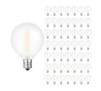 RZL Domestic Lighting Pack of 6/15/25/50, LED Filament Bulbs G40 E12 C7 1W Frosted Glass Warm White 2700K Dimmable Globe Bulb Outdoor String Light(50 Pack)