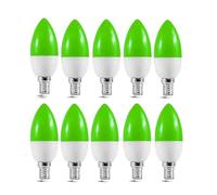 RZL Lighting, Pack of 10, LED Colorful Bulb E14 3W C35 Led Candle Light 4 Color SMD2835 Flashlight Globe Bulb(Green)