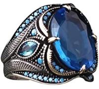 RZLEHORDF 925 Sterling Silver Classic Ottoman Ring for Men Birthday Valentines Day Gifts for Boyfriend Husband Gemstone Jewelry, 6, Cubic Zirconia, Zircon