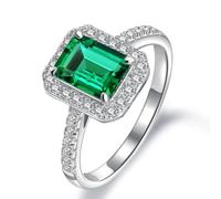 RZLEHORDF 925 Sterling Silver Emerald Pave Cubic Zirconia May Birthstone Engagement Ring, 8, Stainless Steel, No Gemstone