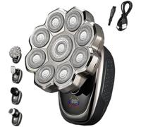 RZLEHORDF Electric Razor Shaver 9D Floating Shaver for Men 6 in 1 Detachable Precision Heads with LED Display Waterproof Wet and Dry Fast USB-C Rechargeable Electric Shavers for Bald Men(9 Heads)