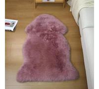 RZLWOOL Genuine Sheepskin Rug New Zealand Luxury Lambskin Rug, Natural Fluffy Sheepskin Throw for Bedroom Living Room Children's Room - Premium Area Rug Chair Cover(2×3 Feet, Misty Pink)