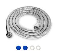 RZMZBY 2 m Shower Hose, Flexible Stainless Steel Shower Hose, Anti-Twist with 2 Washers, Chrome (Silver)