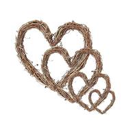 RZOZSZEZ 4 Pack Heart Shaped Garland, Natural Grapevine Wreaths, Classic Wreath for Christmas, Halloween, and DIY Easter, Wall Decor Hand-Woven (25+20+15+10) CM
