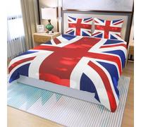 RZPFQB Flag Kids Single Duvet Cover Set Quilt Duvet Cover Union Jack Bedding Set for Kid Teens Boys and girls British Blue Red White Uk Children's Bedding Quilt Bed Cover 135x200cm