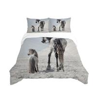 RZPFQB horse Kids Single Duvet Cover Set Quilt Duvet Cover Mother and calf horses Bedding Set for Kid Teens Boys and girls Snow Mountain Horse Children's Bedding Quilt Bed Cover 135x200cm