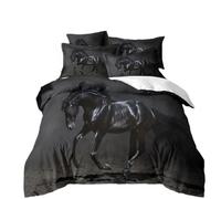 RZPFQB horse Kids Toddler Duvet Cover Set Quilt Duvet Cover Black Horse Bedding Set for Kid Teens Boys and girls Black Children's Bedding Quilt Bed Cover 120x150cm