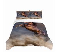 RZPFQB horse Kids Toddler Duvet Cover Set Quilt Duvet Cover Frightened Horse Bedding Set for Kid Teens Boys and girls Black-brown Children's Bedding Quilt Bed Cover 120x150cm