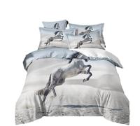 RZPFQB horse Kids Toddler Duvet Cover Set Quilt Duvet Cover Galloping Horse Bedding Set for Kid Teens Boys and girls Grayish White Children's Bedding Quilt Bed Cover 120x150cm