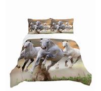 RZPFQB horse Kids Toddler Duvet Cover Set Quilt Duvet Cover Galloping White Horse Bedding Set for Kid Teens Boys and girls Grassland Horse Children's Bedding Quilt Bed Cover 120x150cm