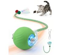 RZPTL Interactive Cat Toy Ball for Indoor Cats - Fast Rolling on Carpet, Chirping & Motion Activated (Green)