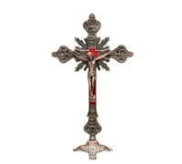 RZRHMUHN Catholic Cross 9.8" Baroque Cross Crucifixion Zinc Alloy Religious Tabletop Decoration Gift for Faithful (Copper)