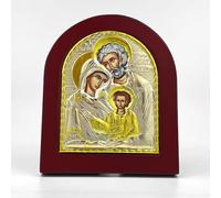 RZRHMUHN Holy Family Icon Orthodox Greek Icon Byzantine 7.5/6.1 Inch Zinc Alloy Icon Wooden Frame Gold-Finished Religious Art Home Decor Christian Gift