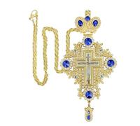 RZRHMUHN Jesus Crucifix Necklace Pectoral Cross Pendant with Crystals Religious Jewelry for Clergy Priest 30.5'' Chain Gift Box, S, Zinc, Created Diamond