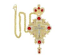 RZRHMUHN Jesus Crucifix Necklace Pectoral Cross Pendant with Crystals Religious Jewelry for Clergy Priest 30.5'' Chain Gift Box, S, Zinc, Created Diamond
